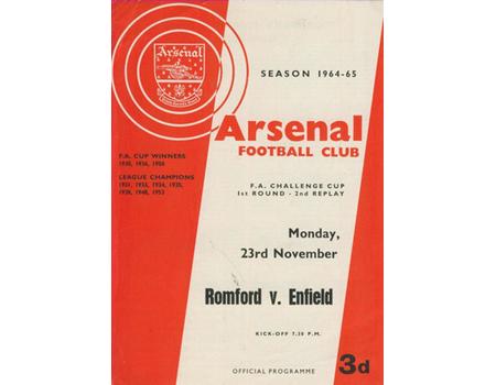 ROMFORD V ENFIELD (FA CUP 2ND REPLAY) 1964-65 FOOTBALL PROGRAMME - AT HIGHBURY