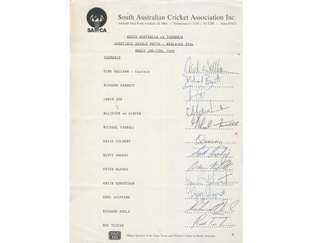 TASMANIA 1990 CRICKET AUTOGRAPHS