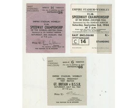 SPEEDWAY TICKET STUBS 1964-66 (EMPIRE STADIUM, WEMBLEY) - 3 IN TOTAL