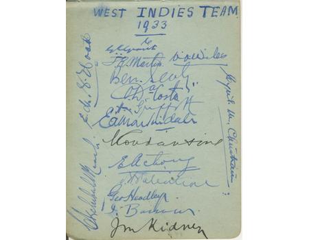 WEST INDIES 1933 CRICKET AUTOGRAPHS