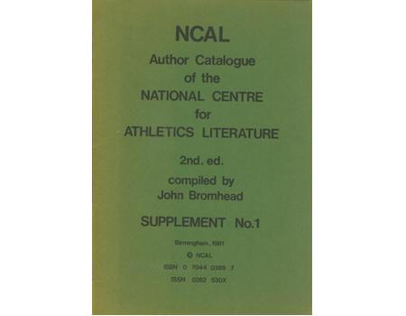AUTHOR CATALOGUE OF THE NATIONAL CENTRE FOR ATHLETICS LITERATURE - SUPPLEMENT