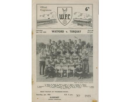 WATFORD V TORQUAY UNITED 1958-59 FOOTBALL PROGRAMME