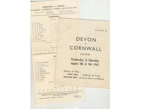 CORNWALL V DEVON 1961 & 1962 CRICKET SCORECARDS (2)