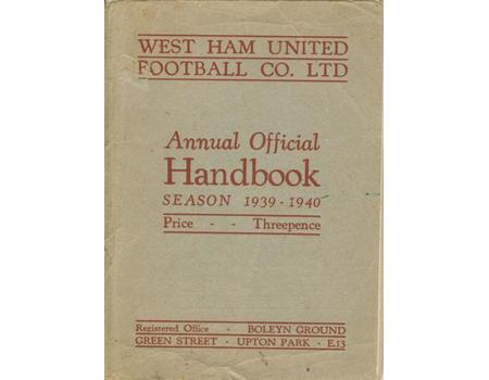 WEST HAM UNITED ANNUAL OFFICIAL HANDBOOK 1939-40