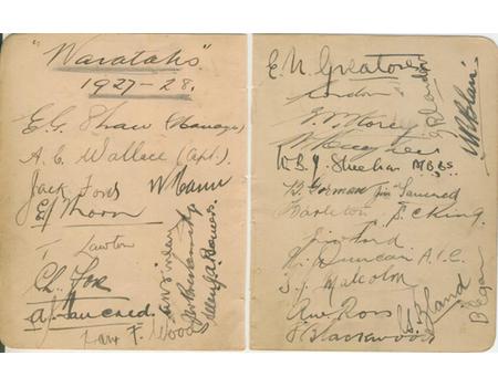 WARATAHS (NEW SOUTH WALES) 1927-28 RUGBY UNION AUTOGRAPHS