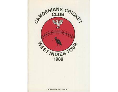 CAMDENIANS CRICKET CLUB (TOUR TO WEST INDIES) 1989 CRICKET BROCHURE
