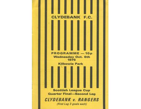 CLYDEBANK V RANGERS 1976 FOOTBALL PROGRAMME