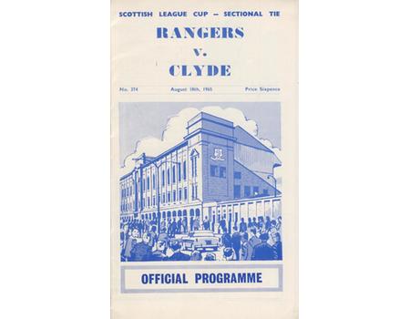 RANGERS V CLYDE 1965 FOOTBALL PROGRAMME