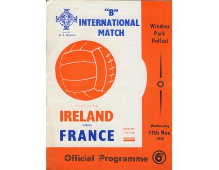 NORTHERN IRELAND V FRANCE 1959 ("B" INTERNATIONAL) FOOTBALL PROGRAMME