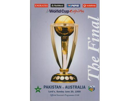 PAKISTAN V AUSTRALIA 1999 (WORLD CUP FINAL) CRICKET PROGRAMME