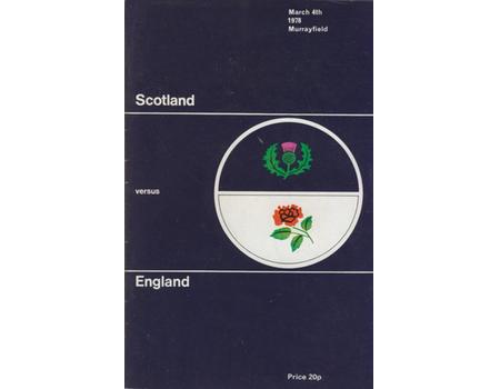 SCOTLAND V ENGLAND 1978 RUGBY PROGRAMME