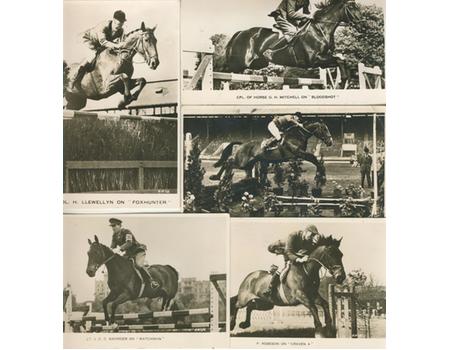 FIVE SHOWJUMPING POSTCARDS 1950S