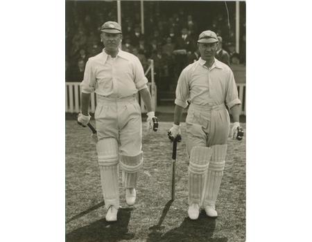 JACK HOBBS & ANDY SANDHAM 1930S (WALKING OUT TO BAT) CRICKET PHOTOGRAPH