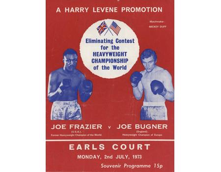 JOE FRAZIER V JOE BUGNER 1973 BOXING PROGRAMME
