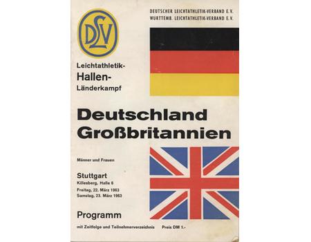 GERMANY V GREAT BRITAIN 1963 ATHLETICS PROGRAMME