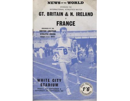 GREAT BRITAIN V FRANCE 1964 ATHLETICS PROGRAMME