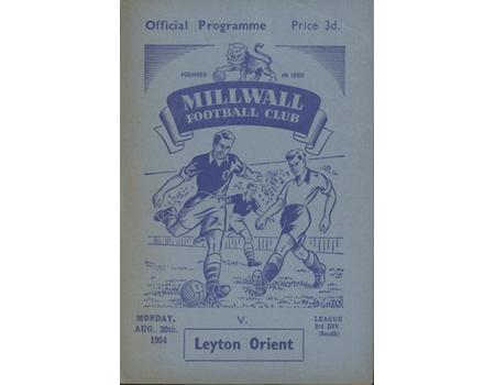 MILLWALL V LEYTON ORIENT 1954-55 FOOTBALL PROGRAMME