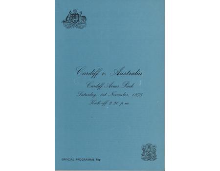 CARDIFF V AUSTRALIA 1975 RUGBY PROGRAMME