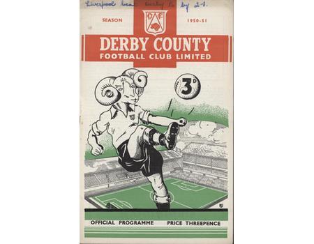 DERBY COUNTY V LIVERPOOL 1950-51 FOOTBALL PROGRAMME