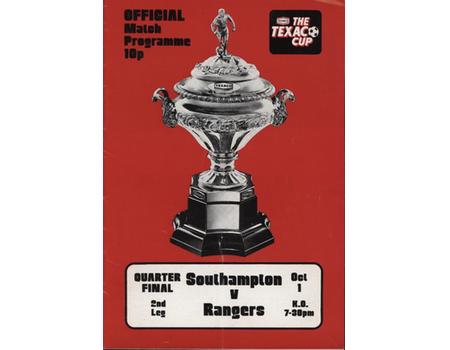 SOUTHAMPTON V RANGERS 1974 (TEXACO CUP) FOOTBALL PROGRAMME