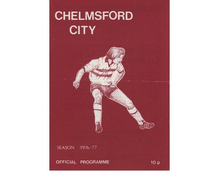 CHELMSFORD CITY V LEATHERHEAD 1976 FOOTBALL PROGRAMME - INCLUDING JIMMY GREAVES