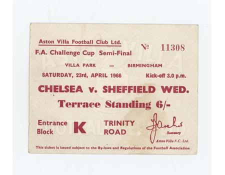 CHELSEA V SHEFFIELD WEDNESDAY 1966 (FA CUP SEMI-FINAL) FOOTBALL TICKET