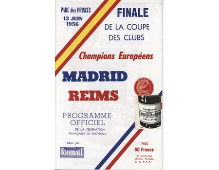 REAL MADRID V REIMS 1956 (EUROPEAN CUP FINAL) FACSIMILE FOOTBALL PROGRAMME
