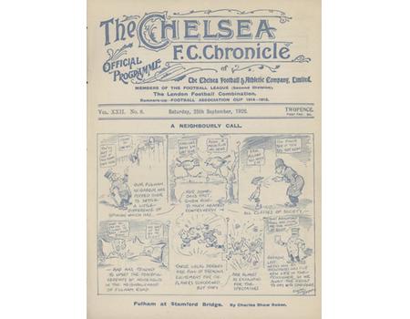 CHELSEA V FULHAM 1926-27 FOOTBALL PROGRAMME