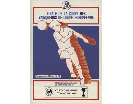 DYNAMO KIEV V ATLETICO MADRID 1986 (ECWC FINAL) FOOTBALL PROGRAMME