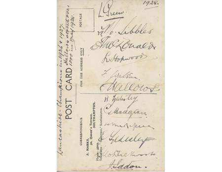 LANCASHIRE COUNTY CRICKET CLUB 1928 SIGNED CARD