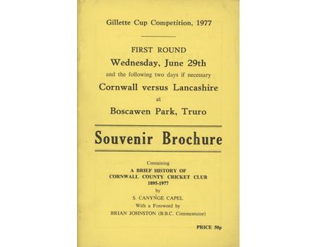 A BRIEF HISTORY OF CORNWALL COUNTY CRICKET CLUB 1895-1977