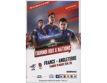 FRANCE V ENGLAND 2016 RUGBY PROGRAMME