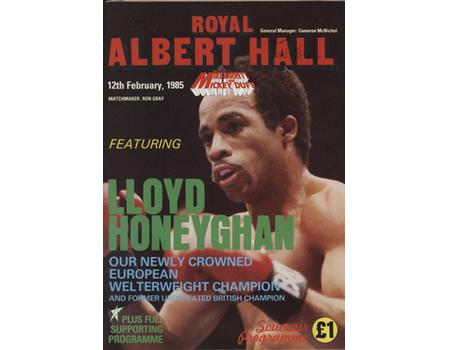 LLOYD HONEYGHAN V HUGO RENGIFO 1985 BOXING PROGRAMME