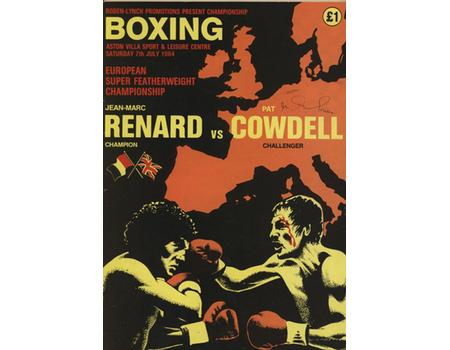 JEAN-MARC RENARD V PAT COWDELL 1984 BOXING PROGRAMME