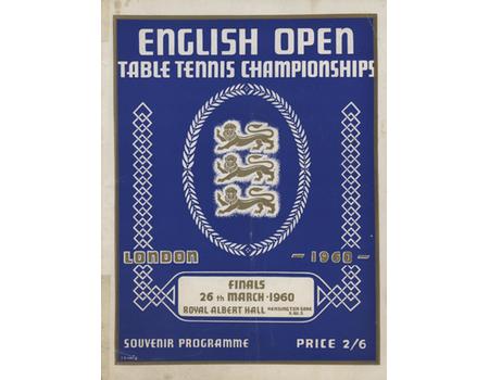 ENGLISH OPEN TABLE TENNIS CHAMPIONSHIPS - SOUVENIR PROGRAMME 1960