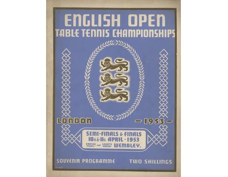 ENGLISH OPEN TABLE TENNIS CHAMPIONSHIPS - SOUVENIR PROGRAMME 1953