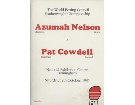 AZUMAH NELSON V PAT COWDELL 1985 BOXING PRESS KIT