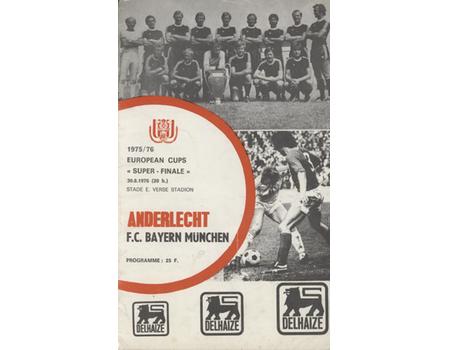 ANDERLECHT V BAYERN MUNICH 1976 (EUROPEAN SUPER CUP FINAL) FOOTBALL PROGRAMME