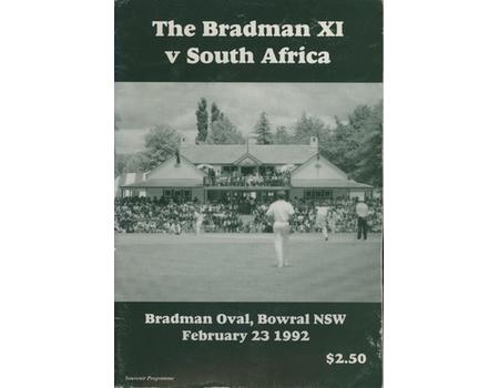 THE BRADMAN XI V SOUTH AFRICA 1992 (BEFORE WORLD CUP) CRICKET PROGRAMME