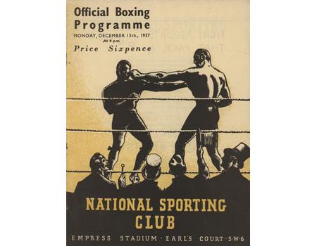 NATIONAL SPORTING CLUB 1937 BOXING PROGRAMME (EMPRESS STADIUM, EARL