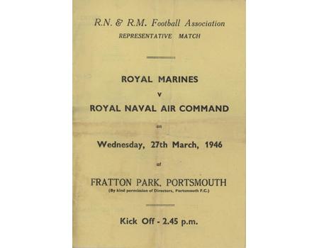 ROYAL MARINES V ROYAL NAVAL AIR COMMAND 1946 FOOTBALL PROGRAMME
