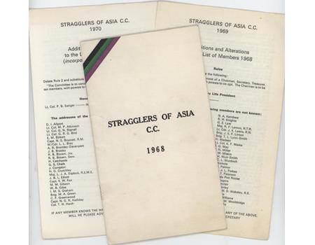 STRAGGLERS OF ASIA CRICKET CLUB 1968 - RULES & LIST OF MEMBERS