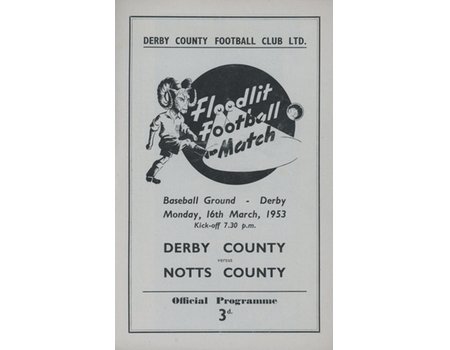 DERBY COUNTY V NOTTS COUNTY 1952-53 FOOTBALL PROGRAMME