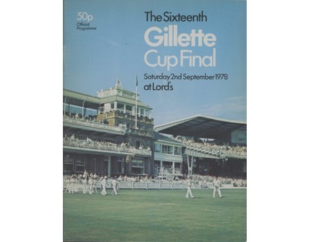 SOMERSET V SUSSEX 1978 (LORD'S) GILLETTE CUP FINAL CRICKET PROGRAMME