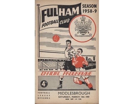 FULHAM V MIDDLESBROUGH 1958-59 FOOTBALL PROGRAMME