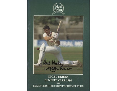 NIGEL BRIERS (LEICESTERSHIRE) 1990 SIGNED CRICKET BENEFIT BROCHURE