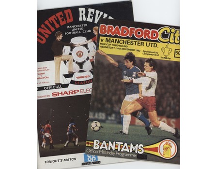 MANCHESTER UNITED V BRADFORD CITY 1982-83 FOOTBALL PROGRAMMES (X2)