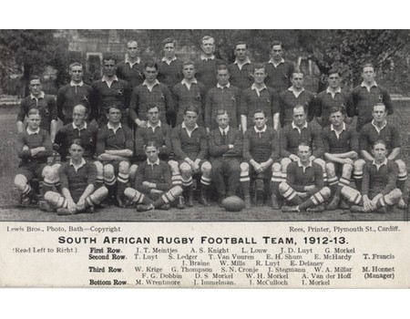 SOUTH AFRICA 1912-13 RUGBY POSTCARD