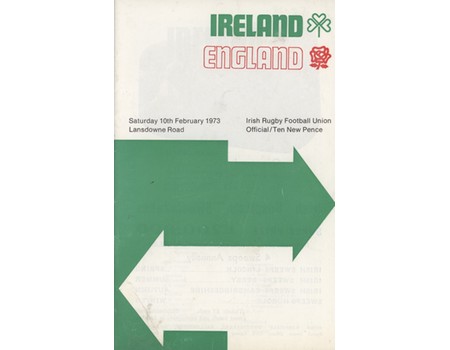 IRELAND V ENGLAND 1973 RUGBY UNION PROGRAMME