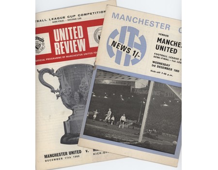 MANCHESTER UNITED V MANCHESTER CITY (LEAGUE CUP SEMI-FINAL, BOTH LEGS) 1969-70 FOOTBALL PROGRAMMES